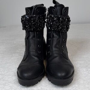 Karl Lagerfeld Paris Payton Black Embellished Women's Boots Size 7 M